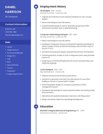 3D Designer Resume
