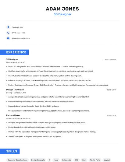 3D Designer Resume
