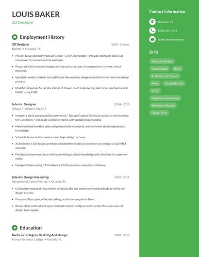 3D Designer Resume