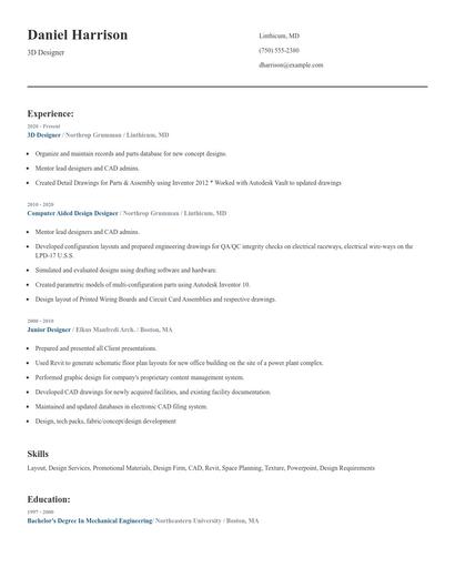 3D Designer Resume