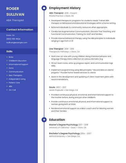 ABA Therapist Resume