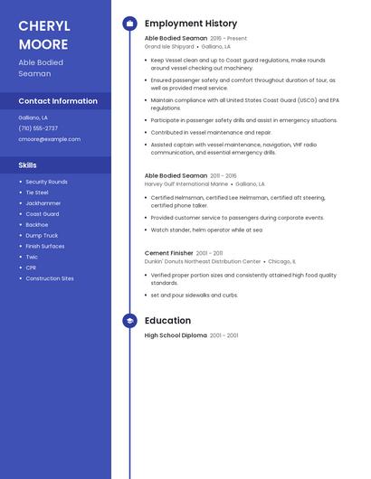 Able Bodied Seaman Resume