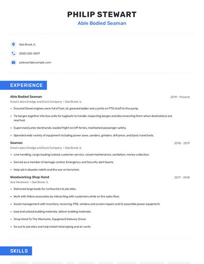 Able Bodied Seaman Resume