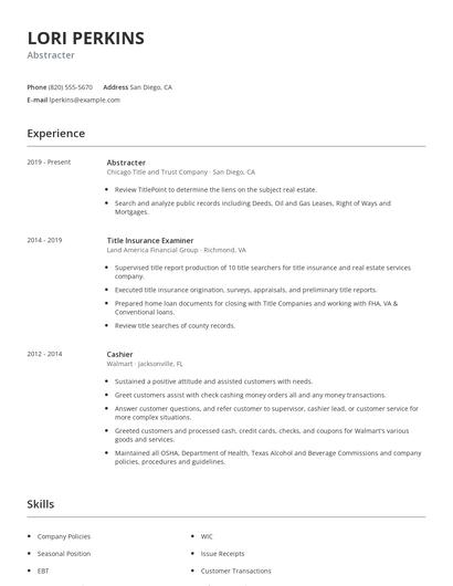 Abstracter Resume