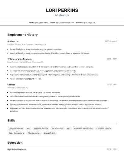 Abstracter Resume
