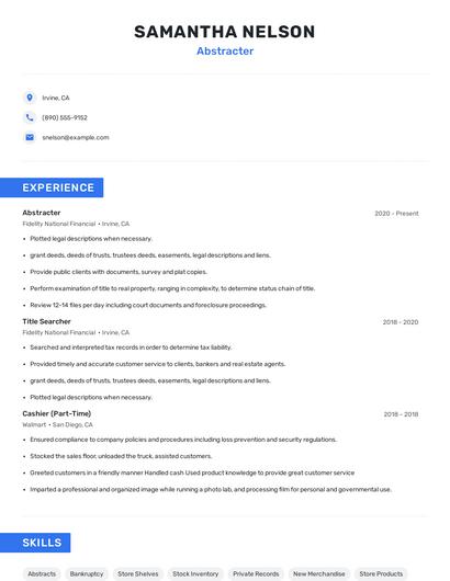 Abstracter Resume