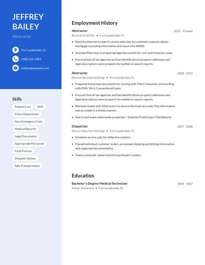 Abstracter Resume