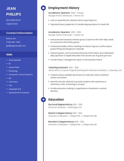 Accelerator Operator Resume