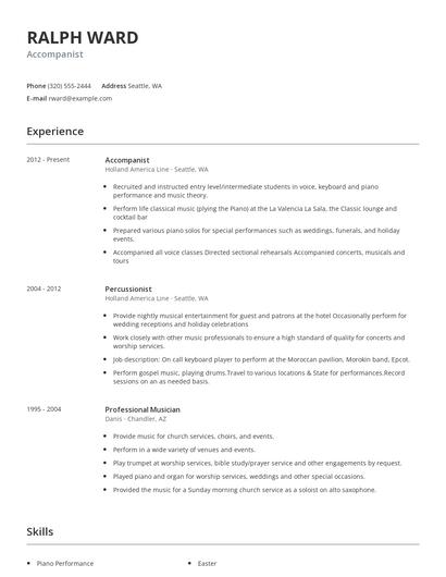 Accompanist Resume