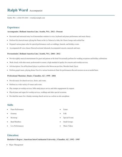 Accompanist Resume