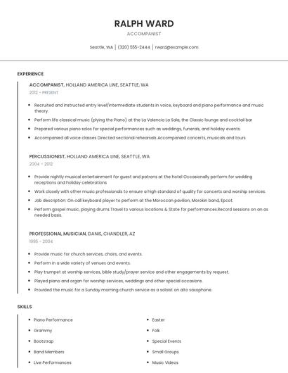 Accompanist Resume
