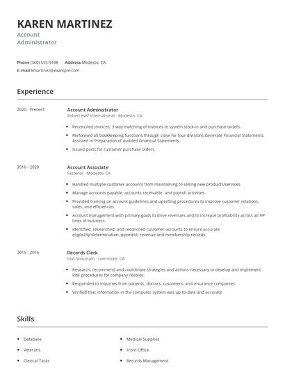 Account Administrator Resume