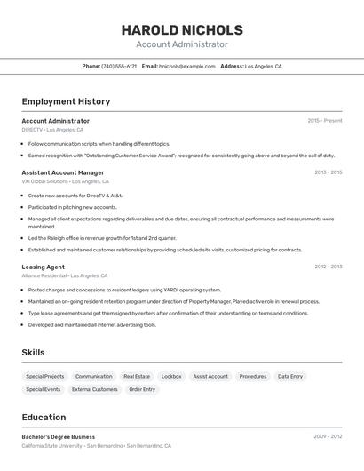 Account Administrator Resume