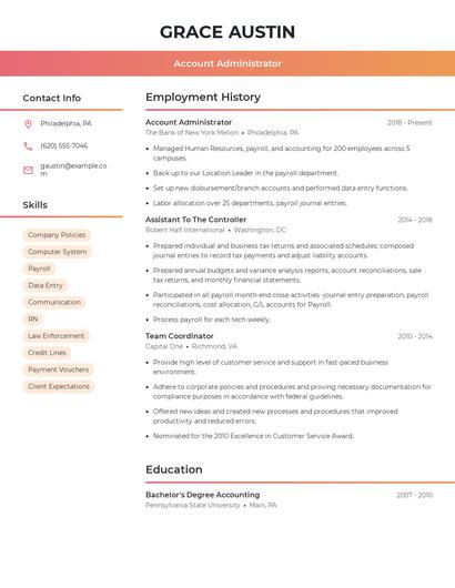 Account Administrator Resume