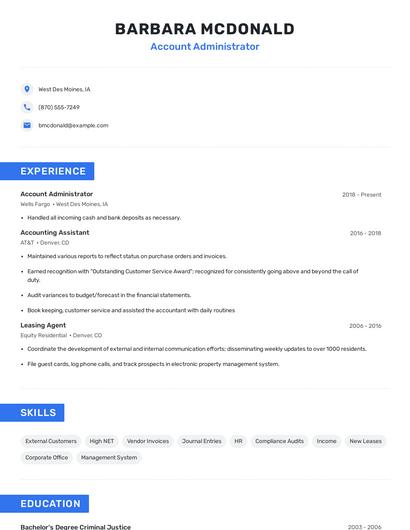 Account Administrator Resume
