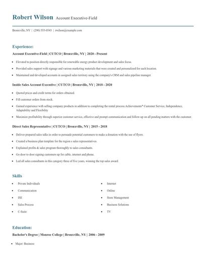 Account Executive-Field Resume