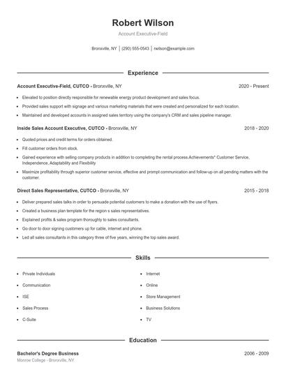 Account Executive-Field Resume