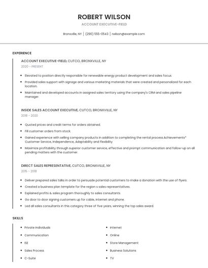 Account Executive-Field Resume