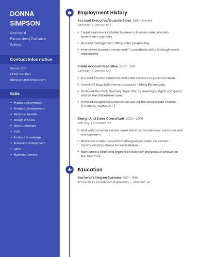 Account Executive/Outside Sales Resume