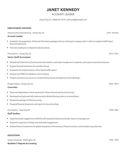 Account Leader Resume