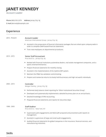 Account Leader Resume