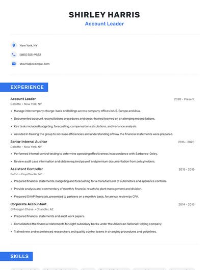 Account Leader Resume
