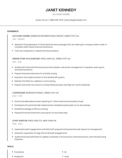 Account Leader Resume