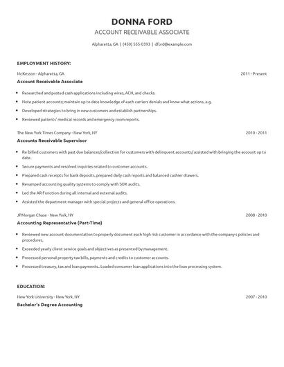 Account Receivable Associate Resume