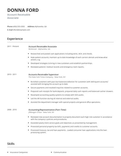 Account Receivable Associate Resume