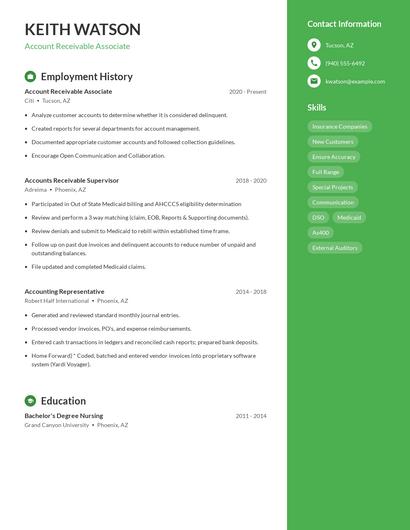 Account Receivable Associate Resume