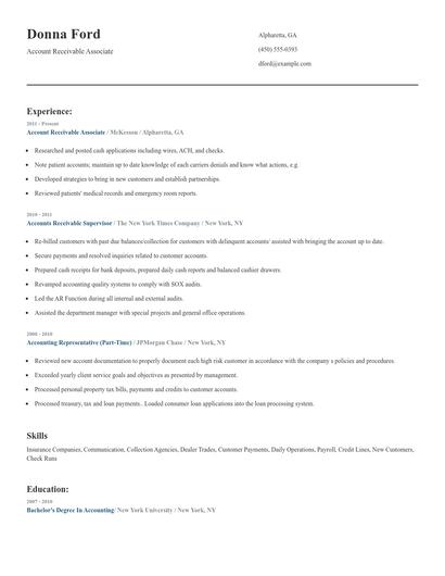 Account Receivable Associate Resume