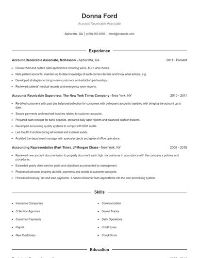 Account Receivable Associate Resume