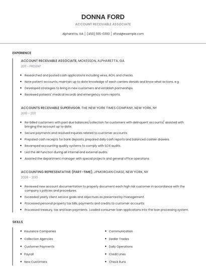 Account Receivable Associate Resume