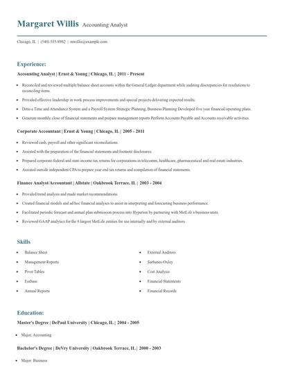 Accounting Analyst Resume