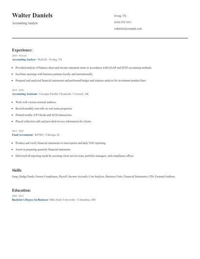 Accounting Analyst Resume
