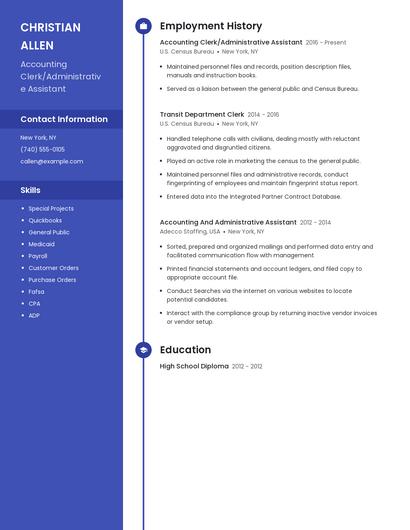 Accounting Clerk/Administrative Assistant Resume