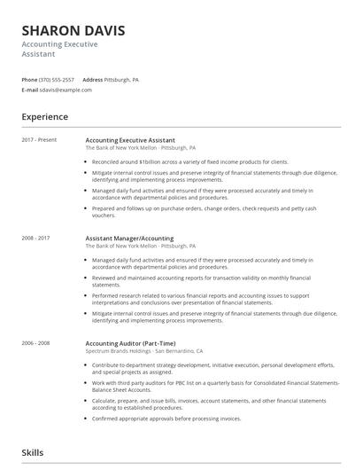 Accounting Executive Assistant Resume
