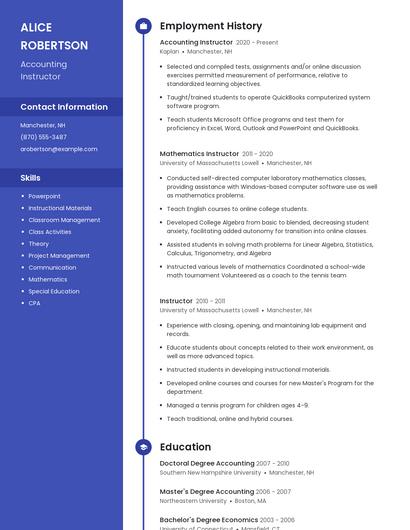 Accounting Instructor Resume