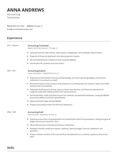 Accounting Technician Resume