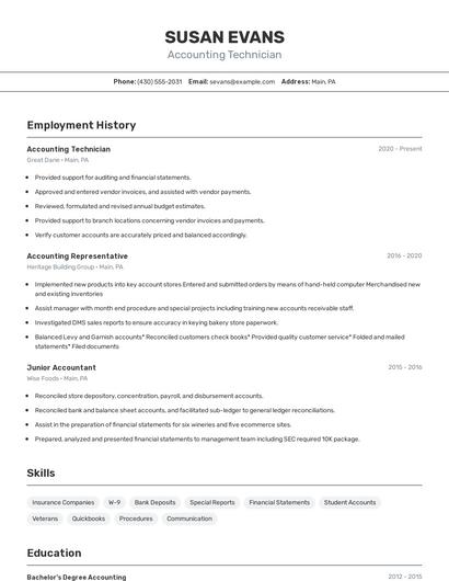 Accounting Technician Resume
