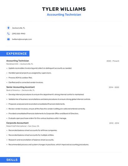 Accounting Technician Resume