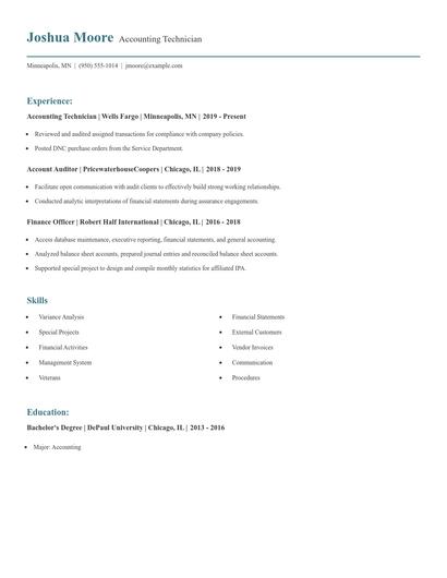 Accounting Technician Resume