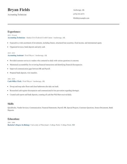 Accounting Technician Resume