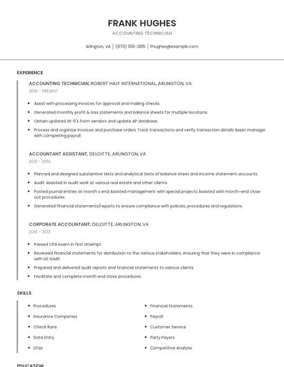 Accounting Technician Resume