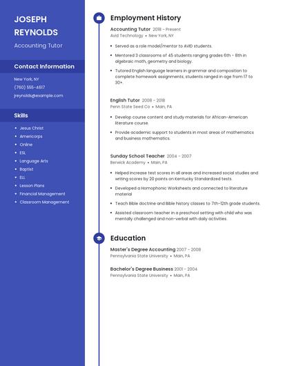 Accounting Tutor Resume
