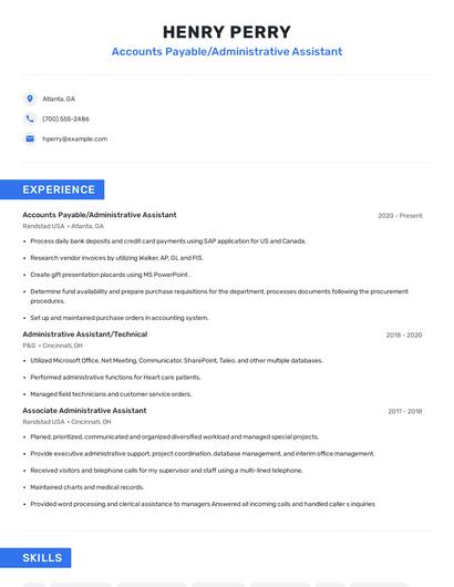 Accounts Payable/Administrative Assistant Resume