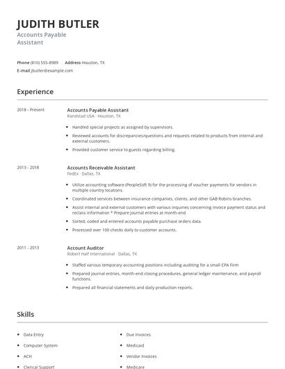Accounts Payable Assistant Resume