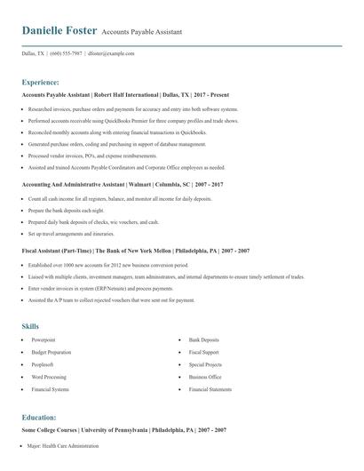 Accounts Payable Assistant Resume