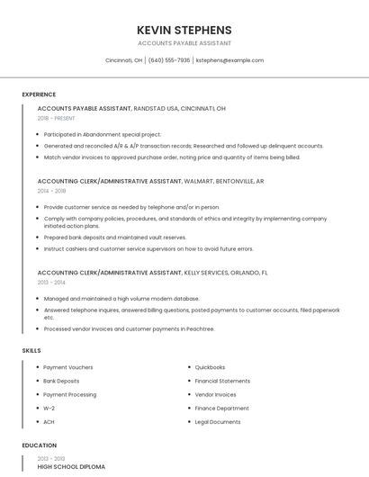 Accounts Payable Assistant Resume