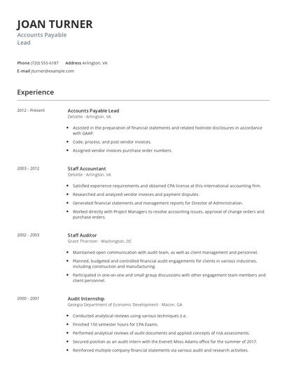 Accounts Payable Lead Resume